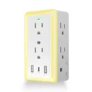 Surge Protector, Multi Plug Outlet Extender with Night Light for Home, Office...
