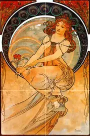 8 x 8 Tiles Art Nouveau Alphonse Mucha Ceramic Mural Backsplash Bath Tile 2420