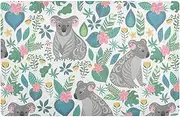 Door Mat Cute Koala Green, Absorbent Doormat Indoor Entrance, Non-Slip TPE Backing 32x20in