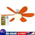 Ceiling Fan LED Lamp E27 Socket Fan Light Remote 52cm (Orange Crystal Shell)