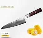 Chef Knife Hammered Damascus Steel VG10 Core Wood Handle Santoku Gyuto Slicing L