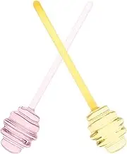 BIUDECO 2Pcs Glass Honey Dipper Sticks Convenient Honey Stirring Rods for Jam Milk Tea and Mixing Cute Pink Yellow Design for Weddings and Daily Use