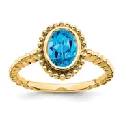 14K Yellow Gold Oval Blue Topaz Ring