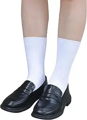 [YIFENGH] Girls Dress Socks Boys Cotton Crew Socks Seamless kids Socks School Socks White 6 pack