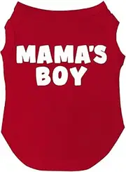 Mama's Boy Mother's Day, Valentine's Day Dog Tee Shirt Sizes for Puppies, Toys, and Large Breeds (Red, Small 944)