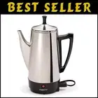 12-Cup Silver Electric Coffee Percolator with Easy-Pour Spout & Elegant Design