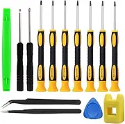 Torx Screwdriver Set T3 T4 T5 T6 T7 T8 T10 Security Torx Drivers with ESD Tweezers,POATOW 14 in 1 Magnetic Star Screwdrivers Precision Repair Kit for Game Phone MacBook PS4 Xbox Computer Repairing