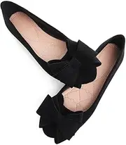 [TN TANGNEST] Women Fashion Bowknot Flats Comfort Pointed Toe Dress Shoes, Round Black, 8.5