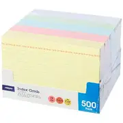 J.Burrows Index Cards Ruled 152 x 102mm Assorted 500 Pack