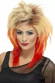 Smiffys 80s Mullet Wig with Streaks - BlondeRed