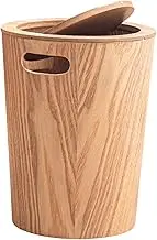 WeiLaiKeQi Kitchen Waste Container with Flip Top for Household Use, Light Walnut, as described