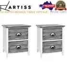 2x White Bedside Tables with Storage Drawers Nightstand Cabinet for Bedroom