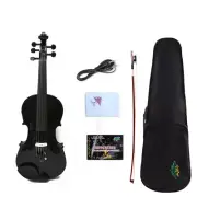 4/4 5 String Handmade Black Electric Violin Ebony Parts Acoustic Spruce Violin