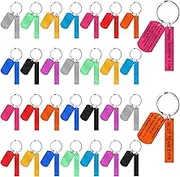 Gisafai 30 Pcs Engravable Metal Keychain Blanks - 10 Mixed Colors for Laser Engraving, Stamping, Customized Key Ring Tags With Hole for DIY Gift Crafts