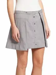T by Alexander Wang Oxford Cotton Pleated Mini Skirt SIZE 6 SALT & PEPPER NEW *T