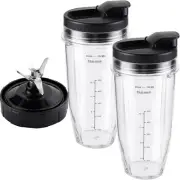 5-piece Blender Replacement Parts 24oz Ninja Blender Cups with To-Go Lids, 7 ...