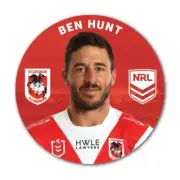333706 ST GEORGE DRAGONS NRL TEAM LOGO BEN HUNT PLAYER IMAGE BUTTON BADGE