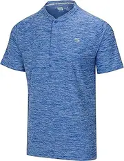 Three Sixty Six Collarless Golf Shirts for Men - Quick Dry Short Sleeve T-Shirt with 4-Way Stretch Fabric & UPF 30