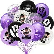 12pcs Wednesday Addams Children's Birthday Party Decoration Banner Tableware BalloonParty Site Layout halloween party