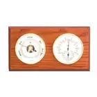 Bey Berk Barometer and Thermometer with Hygrometer on Oak Wood with Brass Bezel.