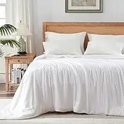 Globon Lightweight Comforter California King Size,Luxurious Summer Blanket Keep Cool for Hot Sleepers,Natural Bamboo Viscose Shell,Organic Breathable Fill,Double Stitch,White