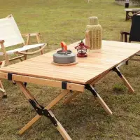在飛比找樂天市場購物網優惠-戶外折疊桌蛋卷桌便攜式超輕露營桌子野營桌椅輕便野炊木紋野餐桌