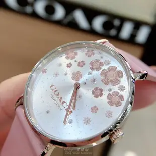 點數9%★COACH手錶,編號CH00079,36mm玫瑰金圓形精鋼錶殼,白色中二針顯示, 花卉錶面,粉紅真皮皮革錶帶款,獨一無二!, 獨具匠心!【APP下單享9%點數上限5000點】