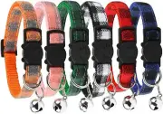 Cat Collars-Breakaway Kitten Collar with Bell - Adjustable Plaid