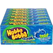 Hubba Bubba Sour Blue Raspberry Bubble Gum Pack 5 Pieces Fun Candy 18 Packs