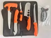 5 Piece Knife Set + FREE SHARPENER Field Dressing Butcher Kit Pig Goat Deer