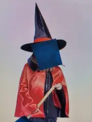 NIP Halloween Witch Wizard Reversible Cloak w/ Hat Set for Kids 31” Red Blk