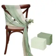 12 Pcs 17x275cm Green Chiffon Chair Sashe Wedding Chair Cover Ribbon Chair Decor