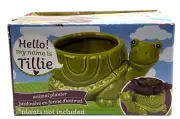 TILLIE TURTLE Ceramic Animal Planter Pot - Home Table Top or Kitchen Decoration