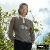 在飛比找momo購物網優惠-【JEEP】男裝 山岳圖騰印花長袖POLO衫(咖啡色)