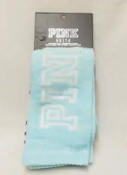 2 PAIRS Victoria's Secret Pink BLUE GREY MARL Logo Knee High Socks Sport Run