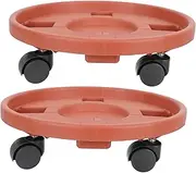 Abaodam 2Pcs Flower Pot Rack with Wheel Moveable Plant Container Base for Use Durable Flowerpot Tray for Succulents and Bonsai Brick Color