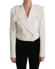 Dolce & Gabbana Feather Trim Blazer - White Women Outerwear