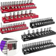 Magnetic Socket Organizer Set 6Pc Magnetic Socket Holder 1/2" 1/4" and 3/8" SAE