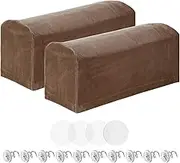 uxcell 2pcs Couch Arm Covers, Velvet Armchair Sofa Arm Covers with Twist Pin, Anti-Slip Furniture Protector Slipcovers for Chairs/Sofas, Dark Brown