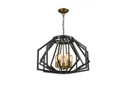 Gamba Pendant Light Antique Brass Wide Angular Cage