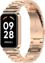 Metal Bands intended for Xiaomi Smart Band 8 Active/Redmi Band 2 Stainless Steel Watchstrap Quick Release Replacement Strap Wristband (Rose Gold)