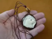 tne-wol-772a) white howling Wolf TAGUA NUT Necklace Vegetable wild dogs