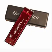 Harmonica 10 Holes Diatonic Key C Blues Jazz Mouth Organ red