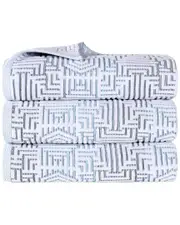 Superior Set of 3 Jasper Cotton Modern Geometric Jacquard Plush Bath Towels