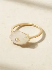 [Sydney Evan] Sydney Evan - Evil Eye 14-karat Gold, Moonstone And Pearl Ring - 7 7 Gold