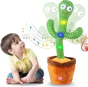 Dancing Cactus Electronic Talking Plush Toy with Lighting, Singing Cactus Recording and Repeats What You Say, Cactus Plush Toy for Children Family Decoration Fun Toys -120 Songs