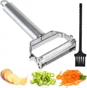 Stainless Steel Dual Blade Vegetable Peeler - Commercial Grade Julienne Cutter,