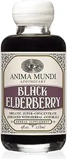 Anima Mundi Black Elderberry Syrup - Organic Elderberry Syrup with Skullcap Baikal, Cordyceps, Reishi, Shiitake & Maitake Mushrooms to Help Support Immune Health (4oz / 118ml)