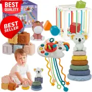 Montessori Baby Toys 6-18 Months – Shape Sorter, Stacking Blocks, Sensory Gifts
