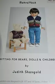 Retro Vest Bears Dolls Kids American Girl Knitting Pattern